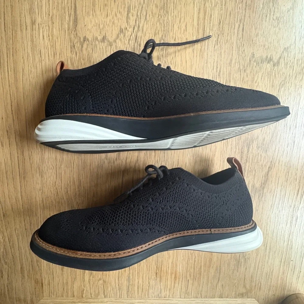$275 Cole‎ Haan Grandevolution Knit Oxford Blk Designer Dress Shoes SZ 10.5 EUC